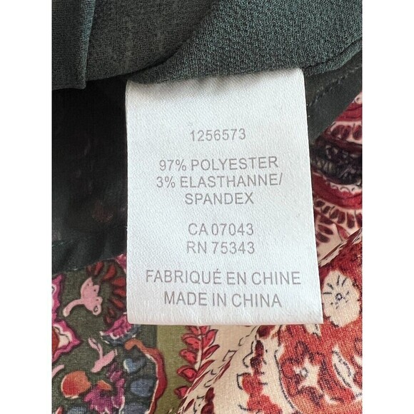 Joie Top bohemian chi sleeveless womens blouse green red casual top Size M - Picture 4 of 7